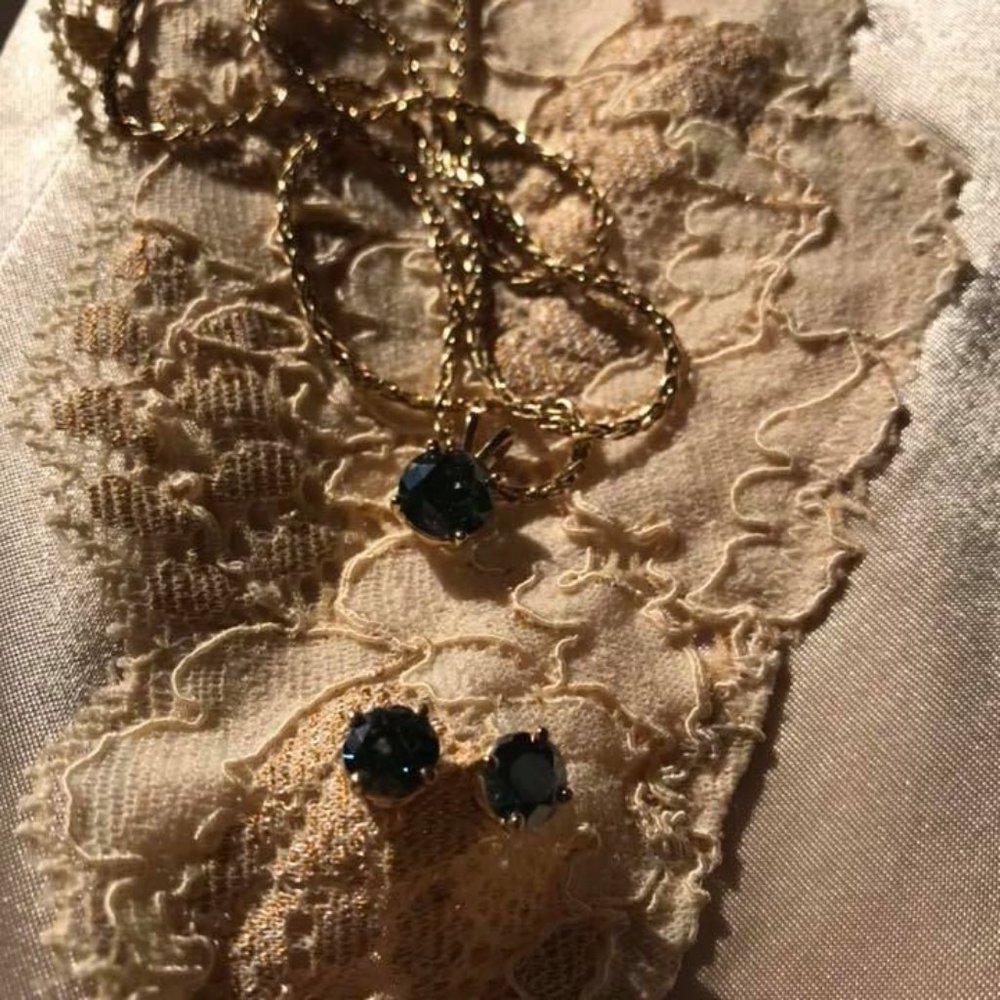 Blue Diamond Necklace and Earrings